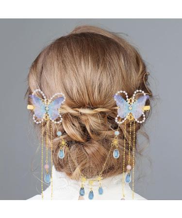 NICENEEDED Butterfly Cute Hair Clips 3D Colorful Butterfly Hair Decoration Jewelry Non-slip Butterfly Moving Wings and Sparkly Tassel Hairpin Accessories for Girls and Women - Buy Online on GoSupps.com