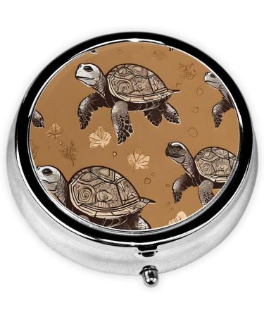 Sea Turtles Mini Round Pill Box - 3 Compartment Travel Organizer | Portable Medicine Case for Home & Office - Buy Online on GoSupps.com