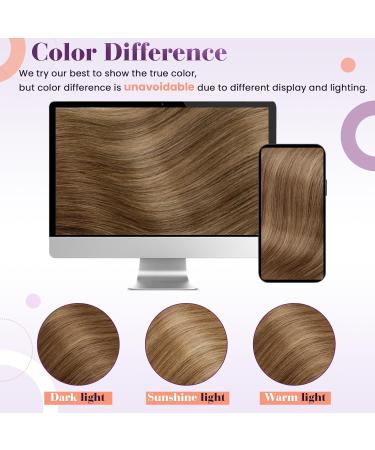 Laavoo Ombre Brown Clip-In Real Hair Extensions | 105g 7-Piece Balayage Set | Light Brown & Dark Blonde | 40cm #6/8/14 - Buy Online on GoSupps.com