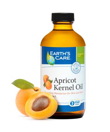 Earth's Care Apricot Kernel Oil - Apricot Oil for Skin and Hair with Vitamin E - Expeller Pressed Glass Bottle - 8 Fl OZ