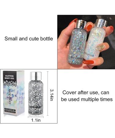 Sparkling White Body Glitter Gel for Face, Eyes, Hair - Long Lasting Mermaid Scales Makeup for Festival, Party, Halloween - Women, Kids - Buy Online on GoSupps.com