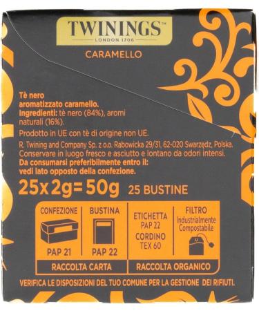  Italian Gourmet E.R. Twinings T Nero Aromatizzato al Caramello Black Tea with Caramel Flavour Pack of 25 Filters 12 x 50 g + Italian Gourmet Polpa 400 g - Buy Online on GoSupps.com