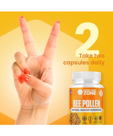 HONEYBEEZONE 100% Raw Bee Pollen Granules in 60 Veggie Capsules High in Essential B-Complex for Metabolism & Energy - Gluten Free & Non-GMO - Protein & Antioxidants Immune Support & Vitality - Buy Online on GoSupps.com