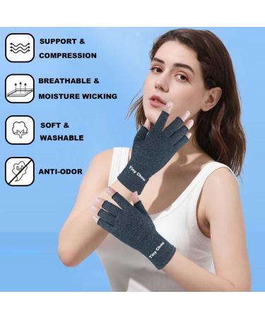 2 Pairs Arthritis Compression Gloves for Men and Women - Relieve Arthritis, Rheumatoid, Osteoarthritis, Carpal Tunnel Pain - Anti-Slip Fingerless Hand Support (Pure Black, L) - Buy Online on GoSupps.com