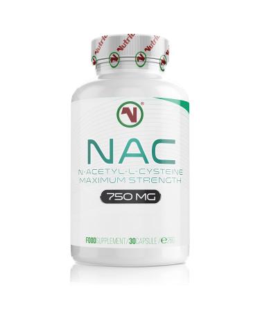 NAC Supplement 750mg | Vegan Capsules | N-Acetyl-Cysteine Amino Acid - High Bioavailability - Providing Non Toxic Stable Form of L-Cysteine - EU Made to ISO and GMP Standards (30) 1 count (Pack of 1)