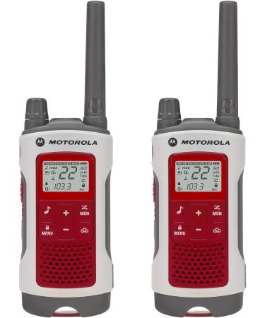 Motorola Solutions, Portable FRS, T482, Talkabout, Two-Way Radios, Red Cross, Emergency Preparedness, Rechargeable, 22 Channel, 35 Mile, White W/Red, 2 Pack