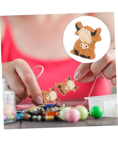 KONTONTY 10pcs Highland Animal Beads Silicone Teether - Light Brown Cartoon Baby Teething Toy - Buy Online on GoSupps.com