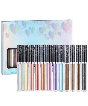 12 Sparkling Colors Liquid Glitter Eyeshadow Set - Long Lasting & Blendable | Shimmer Metallic Eye Makeup Kit for Women & Girls - Vegan & Cruelty-Free - Buy Online on GoSupps.com