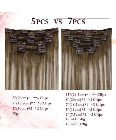 Easyouth Remy Clip Balayage Brown to Platinum Blonde Human Hair Extensions 18 Inch 5Pcs 70g - Clip #6/60/6 - Buy Online on GoSupps.com