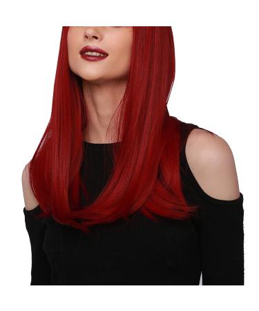 Buy Long Red Straight Wig with Bangs - Heat-Resistant 52cm Fiber Hair for Women | International Shipping - Buy Online on GoSupps.com