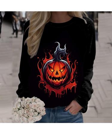 Halloween Costumes Printed Fashionable Casual Long Sleeved Zipper Round Neck Hoodies Sweater Tops Ladies Sweat Orange Large - Buy Online on GoSupps.com