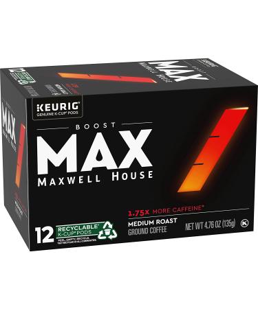 Maxwell House Max Boost Medium Roast K-Cup Pods - 1.75X Caffeine (72ct) - Coffee for Stronger Mornings - Buy Online on GoSupps.com