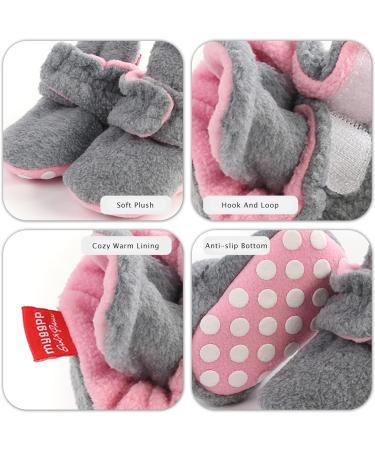 TMEOG Baby Booties Slippers | Infant First Walking Shoes | Winter Sock Crib Shoes for Boys Girls 0-18 Months | Light Grey Pink Furry | 6-12 Months - Buy Online on GoSupps.com