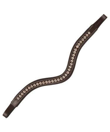 ExionPro Elegant & Attractive White Crystal Browband| Browbands for Horses | Equestrian Browband | Size - Full, Cob, Over, Pony | Color - Brown, Black Oak Brown Warm Blood (Over Size)