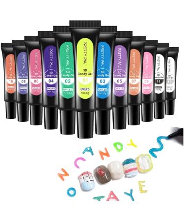 5D Nail Painting Gel 12 Colors 5D Candy Jelly Nail Art Painting Glue Multifunctional Candy Jelly Manicure Glue Set for DIY Styling Carving Xiaoguozi 12pcs - Buy Online on GoSupps.com