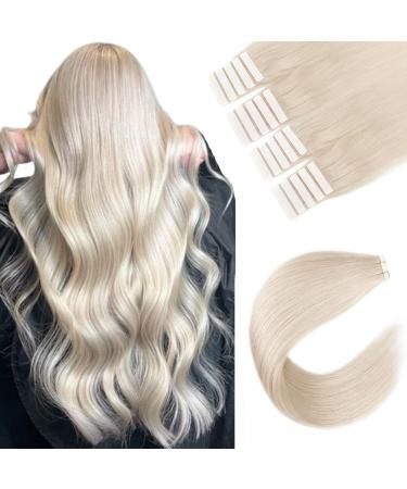 Sixstarhair Platinblond Tape in Extensions real hair 20 pieces 50 grams 40cm invisible tape in hair extensions #1000 silky smooth 100% remy hair 40 cm 1000 #
