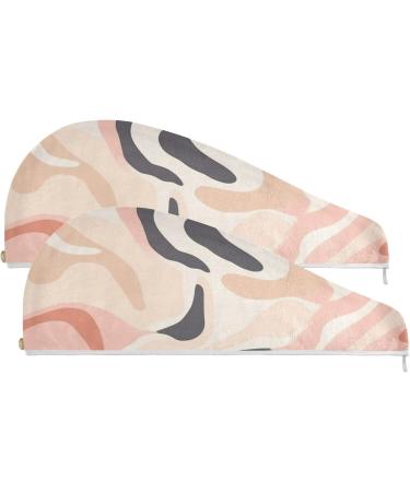 Super Absorbent Pink Beige Grey Hair Towels - Quick Drying Turbans 2 Pack for Women & Girls - Buy Online on GoSupps.com