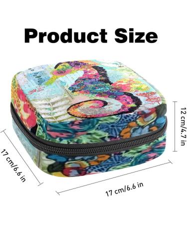 Stylish Menstruation Pad & Tampon Bag with Zipper | Floral Seahorse Design for Women & Girls - Buy Online on GoSupps.com