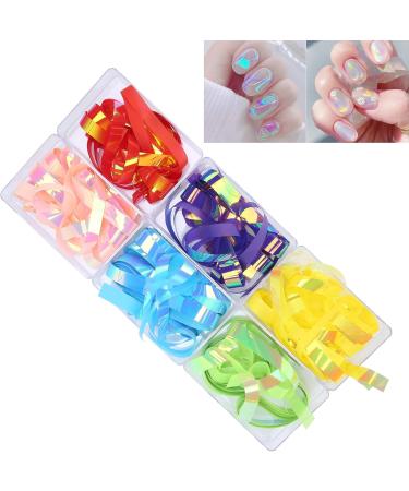 Nail ArtCellophane Paper Strip Reflector DIY Nail Art Decoration Colorful Nail Glass Foil 6 Boxes for Nail Salon for Household for Women for Girls - Buy Online on GoSupps.com