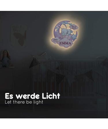 Personalized Elbe Effect Bunnies Wall Lamp - Unique Wooden Baby Gift for Birth & Baptism - Custom Name Nursery Decor - Buy Online on GoSupps.com