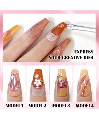 U-Shine Chrome Nail Powder Gel Set - Professional Mirror Effect Sculpture Metallic 3D Nail Art Design - 2 Pack 10ml DIY Nail Glue Gel - Buy Online on GoSupps.com