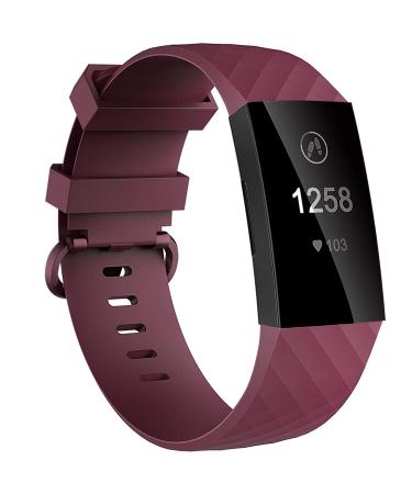 Velavior Waterproof Bands for Fitbit Charge 4 Fitbit Charge 3 Charge3 SE Replacement Wristbands for Women Men Small Large (Sangria Small) Sangria Small