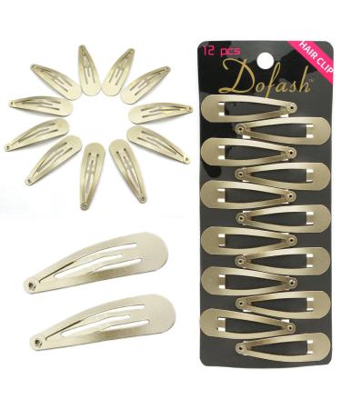 Dofash Snap Hair Clips Metal Grips 5CM/2 IN Barrettes for Thin Hair Basic Hair Accessories Hair Barrettes 12PCS (Blonde)  Blonde 12 Count (Pack of 1)