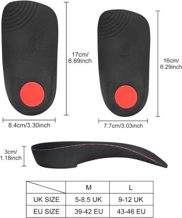 Orthotic Insoles 3/4 High Arch Support Shoe Inserts - Large Size (9-12 UK) for Plantar Fasciitis and Heel Pain - Buy Online on GoSupps.com