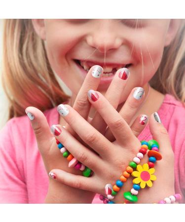 120 Pieces Girls Press-On Fake Nails | Full Cover Short Artificial Nail Tips for Kids | Flamingo Nail Art Decoration - Buy Online on GoSupps.com