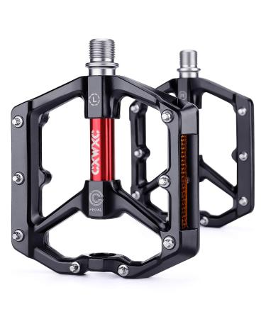 CXWXC Road/MTB Bike Pedals - Aluminum Alloy Bicycle Pedals - Mountain Bike Pedal with Removable Anti-Skid Nails A: Black-Red - Buy Online on GoSupps.com