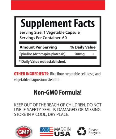 SPIRULINA Capsules - Daily Wellness Supplement for Natural Support Spirulina Energy Immune Support Spirulina Supplement Organic Natural Strength Full-Body Balance Living 1Bot - Buy Online on GoSupps.com