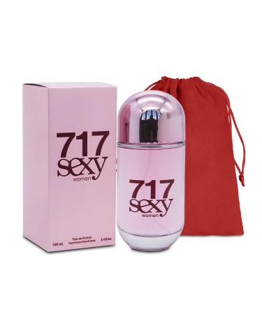 717 Sexy Eau de Parfum Spray Perfume Fragrance For Women-Daywear Casual Daily Cologne Set with Suede Pouch- 3.4 Fl Oz Bottle Beauty Gift for Birthday Anniversary
