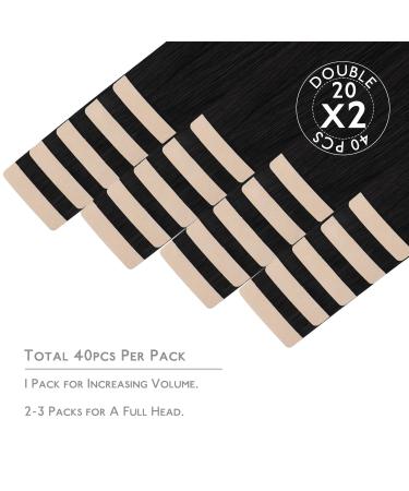 Buy If-of-hearted Deep Black Tape Extensions - 40PCs 60g 10 inch Real Hair Extensions | Invisible Tape-In Silky Straight #1 Deep Black - Buy Online on GoSupps.com