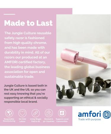 Jungle Culture Safety Razor for Women & Men in Pink Reusable Metal Razor No Blades Included - Fits All Double Edge Blades Eco Friendly Razor & Shaving Guide One Blade Razor for Body & Face - Buy Online on GoSupps.com