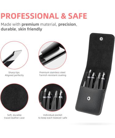 6 Pack DOMAXCAI Tweezers Set with Case - Professional Precision Tweezer for Eyebrow, Facial Hair, Splinter, and Ingrown Hair Removal - Buy Online on GoSupps.com