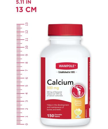 Wampole Calcium 500 mg Banana Custard Flavour 150 Chewable Tablets - Buy Online on GoSupps.com