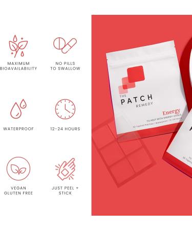 The Patch Remedy Energy Patches - 30 Topical Patches with Caffeine from Guarana Extract, Taurine, Glucuronolactone, Green Tea, Vitamin B3, B5, B6, Transdermal Caffeine Patches Energy - Buy Online on GoSupps.com
