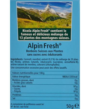 Ricola Bonbons Suisses aux plantes alpin fresh sans sucres avec dulcorants - La bo te de 50g - Buy Online on GoSupps.com