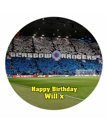 Ibrox Stadium Inside Rangers Glasgow 7.5 inch Round Icing Sheet Birthday Fathers Day Cake Topper