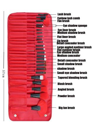 24-Piece Bamboo Handle Makeup Brush Set - Professional Foundation Blending Blush & Eye Brushes with Pouch & Brush Egg (Red) - International Shipping Available - Buy Online on GoSupps.com
