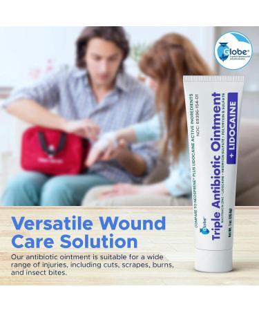 Globe Lidocaine First Aid Antibiotic Ointment 1 Oz - Maximum Strength Pain Relief & Infection Protection - Numbs Skin Fast with Lidocaine - Emergency Use & Infection Protection - Buy Online on GoSupps.com