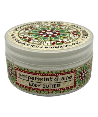Greenwich Bay Trading Company PEPPERMINT and ALOE Shea and Cocoa Butter Body Butter - From the Garden Collection - 8 Ounce Tub