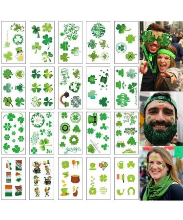 DARKLATER St. Patrick's Day Tattoos  Shamrock Tattoos  Saint Patricks Day Temporary Tattoos Stickers for Face  Clover Tattoo  Mother's Day Gift Temporary Tattoos for Mom Women