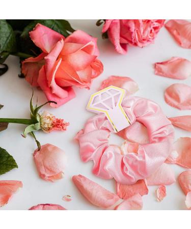 Bridal Hair Scrunchies Set - 10 Satin Bridesmaid Ties for Wedding Accessories (Pink/White) - Buy Online on GoSupps.com