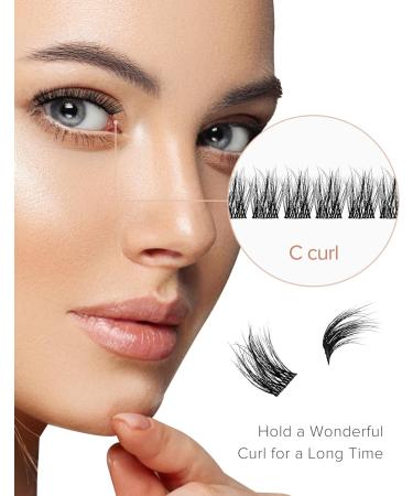 Onlyall Cluster Lashes DIY Eyelash Extensions - Natural Look Individual Lashes for False Lash Extension - H-48 (11MM) - Buy Online on GoSupps.com