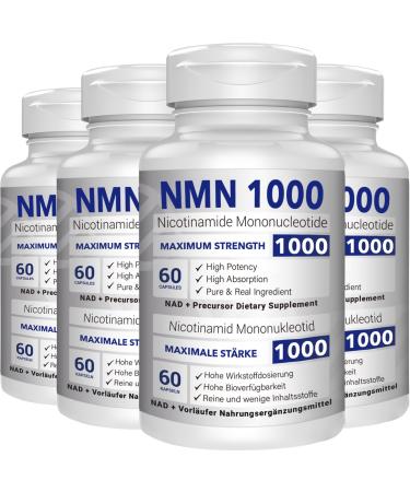 NMN 1000mg Per Serving Maximum Strength - 99% Pure NMN (Nicotinamide Mononucleotide) for NAD Cell Immune Energy Anti-Aging & Longevity Stabilized NMN Supplements 1000mg - 240 Veggie Capsules
