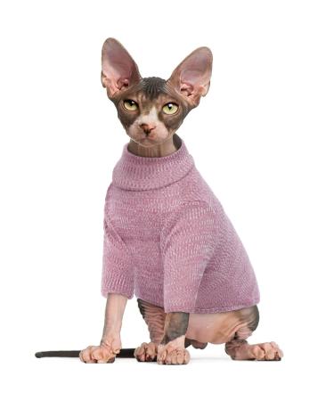 Bonaweite Sphynx Cat Clothes, Cat Sweaters for Cats Only, Turtleneck Sphynx Cat Sweaters, Cat Clothes for Cats Only, Svinx Hairless Cat T-Shirts Kitten Clothes Onesie XS-2XL XS PurpleRed