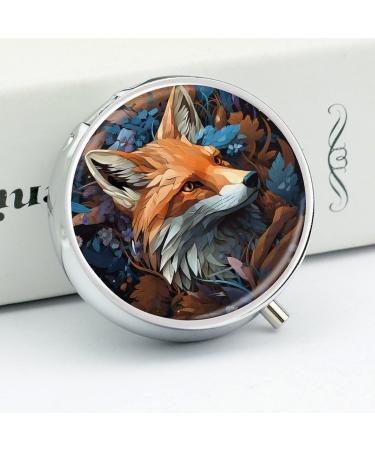 Small Travel Pill Case - Round Metal Pill Box 3 Compartment Mini Organizer for Pocket & Purse - Perfect for Travel & Daily Use | Fox Fox 4 - Buy Online on GoSupps.com