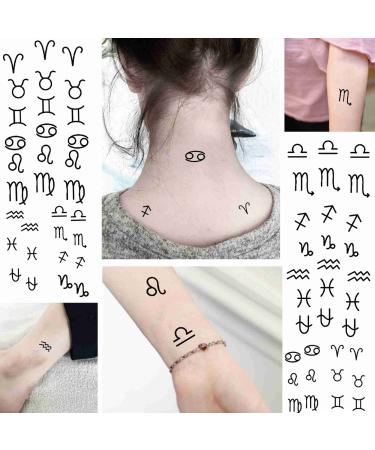 Tattoonova 8 Sheets Temporary Tattoo Men Women Adult Scorpio Zodiac Party Favors Constellations Body Face Sleeve libra Fake Tattoos