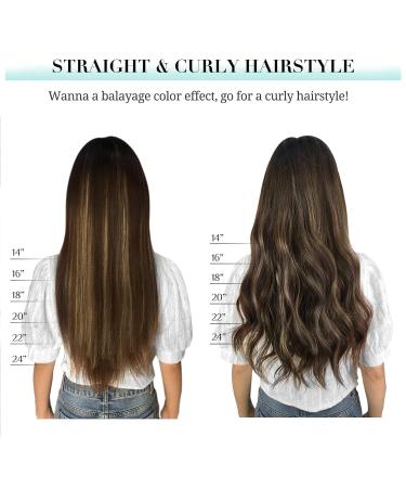 Doores Clip In Extensions - 24 Inch Balayage Chocolate Brown to Caramel Blonde 150g Remy Human Hair 9 Pieces - Buy Online on GoSupps.com